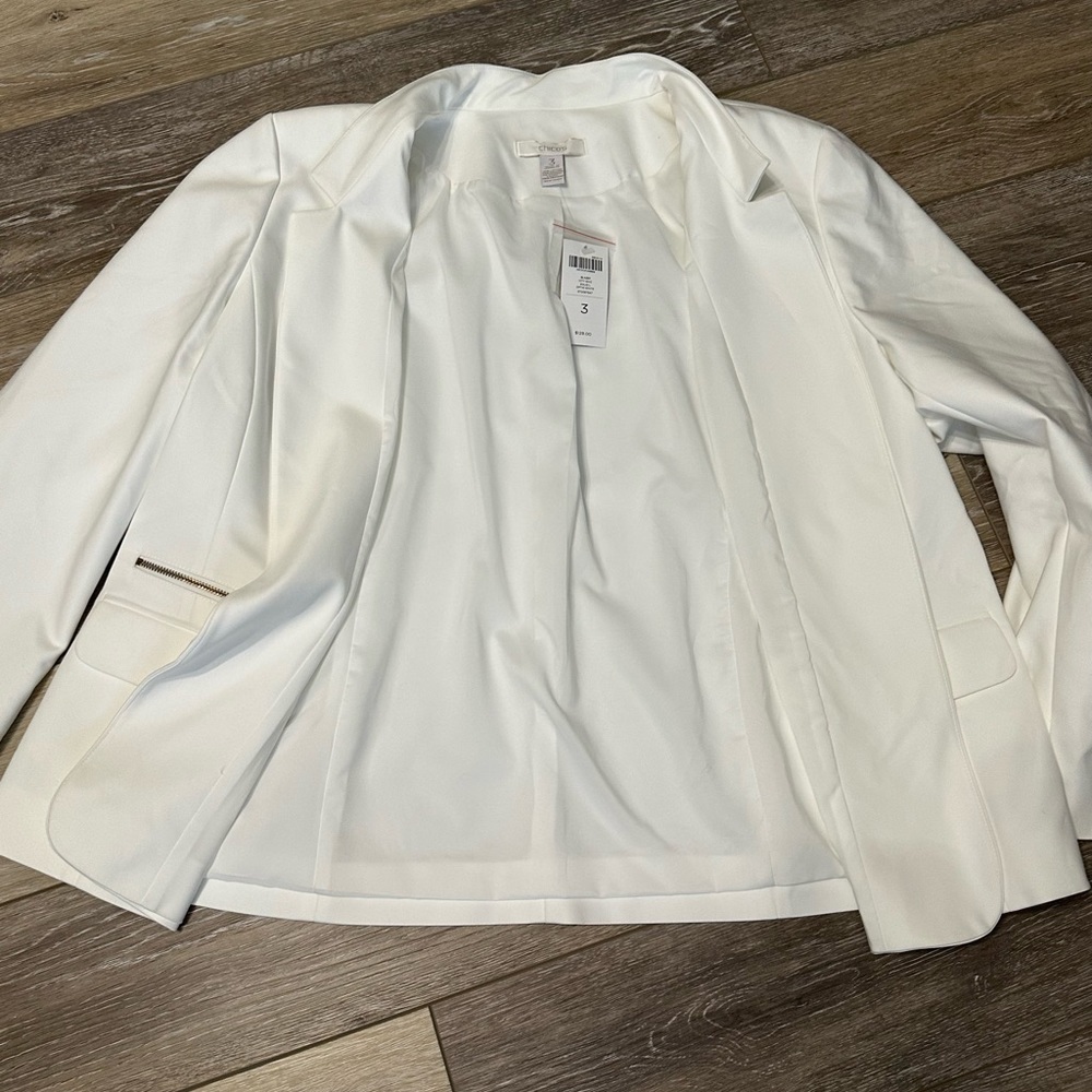🔥NWT 4% Spandex comfortable open front no button Blazer jacket Chico’s Size 3 - Picture 12 of 13